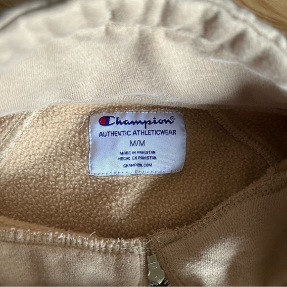 Champion Tan Mock Neck Cropped Sweatshirt Medium - Picture 2 of 9